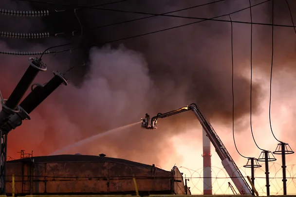 В Приморском районе по повышенному номеру тушили пожар на производстве полиэтилена