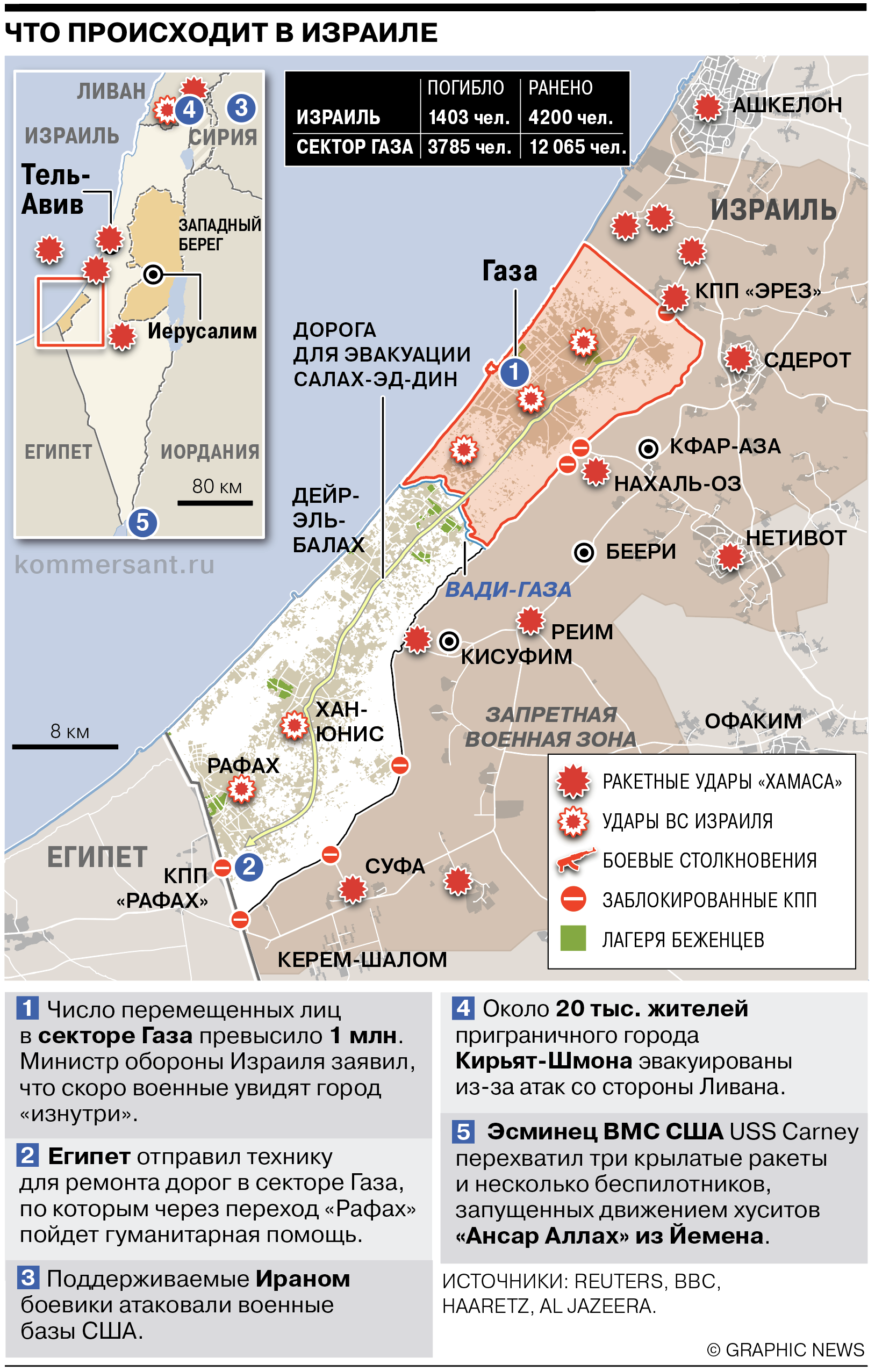 Что происходило в Израиле. День 14-й. Главное и карта - Коммерсантъ