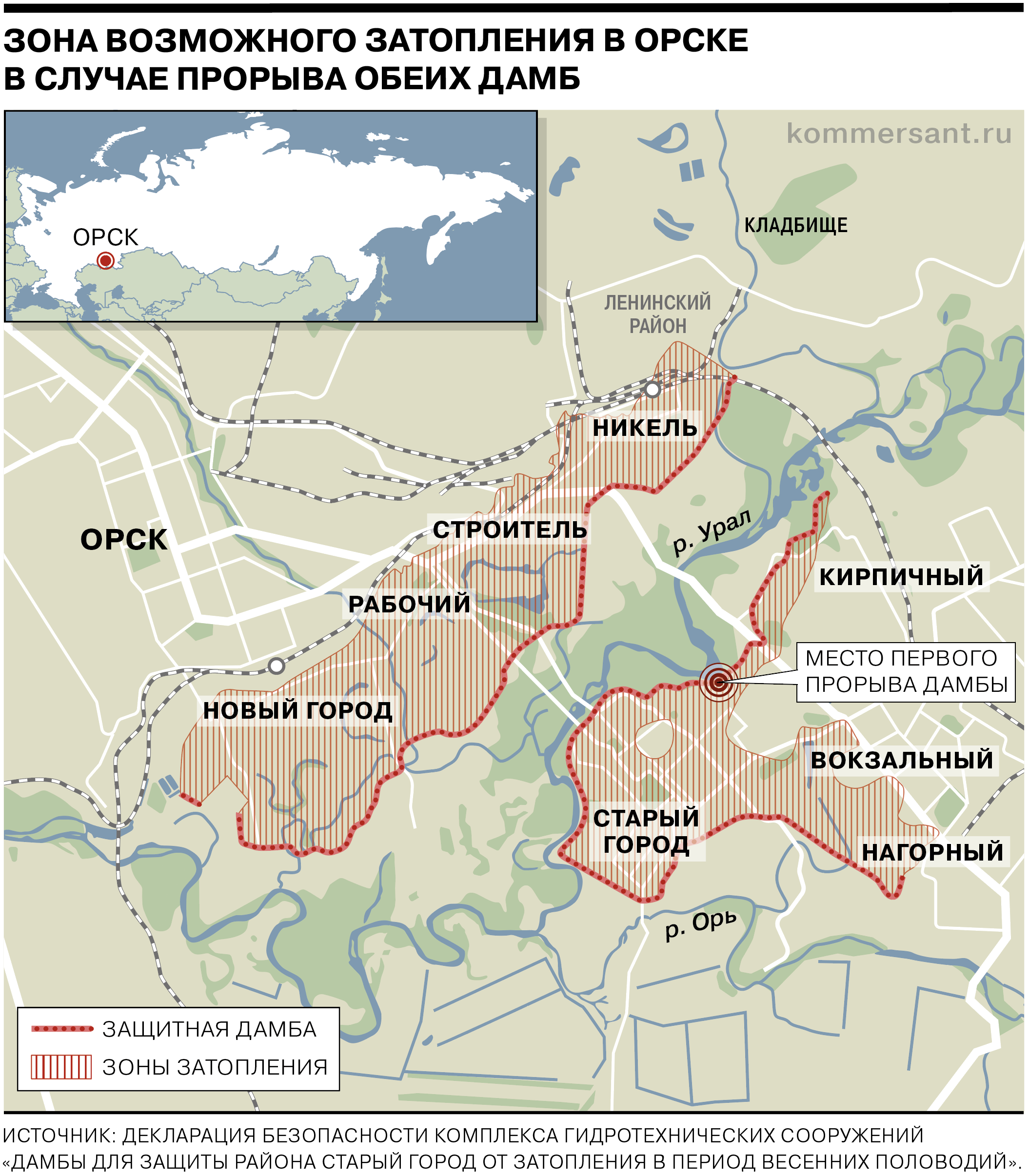 Что известно о прорванной дамбе в Орске - Коммерсантъ