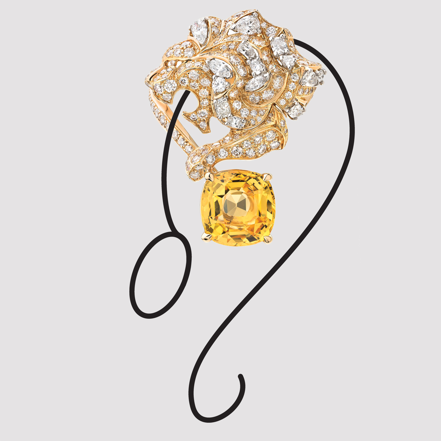 Chanel fine Jewellery, кольцо Bague Protective, желтое золото, сапфиры, бриллианты