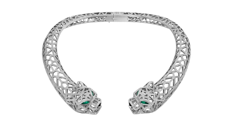 Колье Panthere de Cartier, Cartier, белое золото, оникс, изумруды, бриллианты