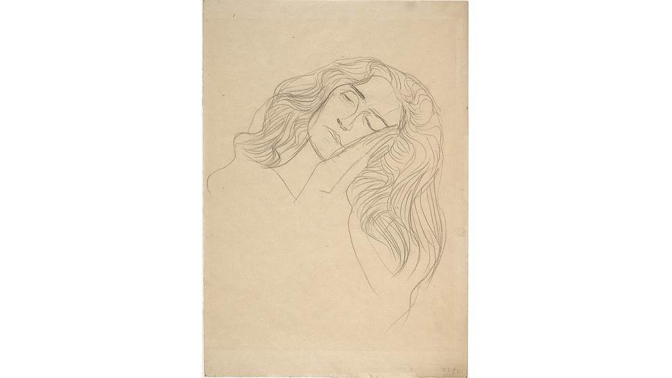 Густав Климт. «Женское лицо, щекой прижатое к рукам», 1903 год