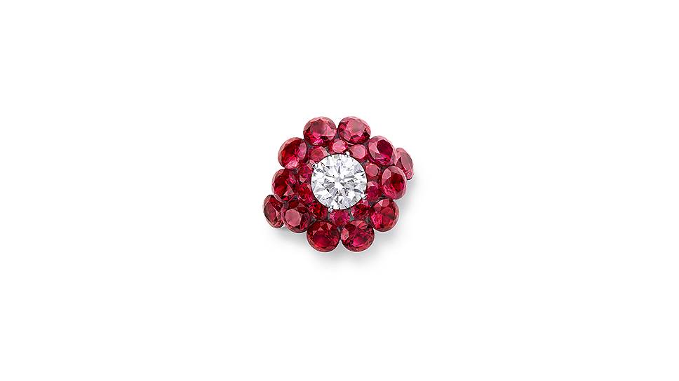 Chopard, кольцо Magical Setting, белое золото, бриллиант, рубины