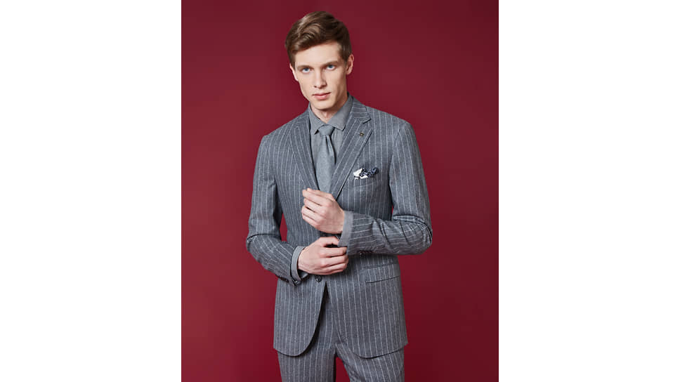 Костюм Henderson из серой фланели Vitale Barberis Canonico (Италия, 100% шерсть)