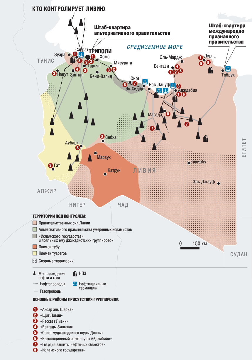 Карта ливии с зонами контроля