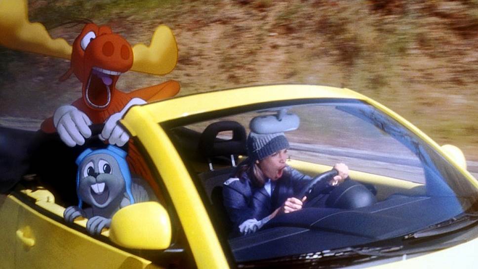В фильме «Приключения Рокки и Буллвинкля» (2000) агент ФБР Карен Симпати вместе с белкой Рокки и лосем Буллвинклем спасают Америку от грядущего несчастья. Автомобиль у них хоть и настоящий, но довольно мультяшный — кабриолет Volkswagen New Beetle