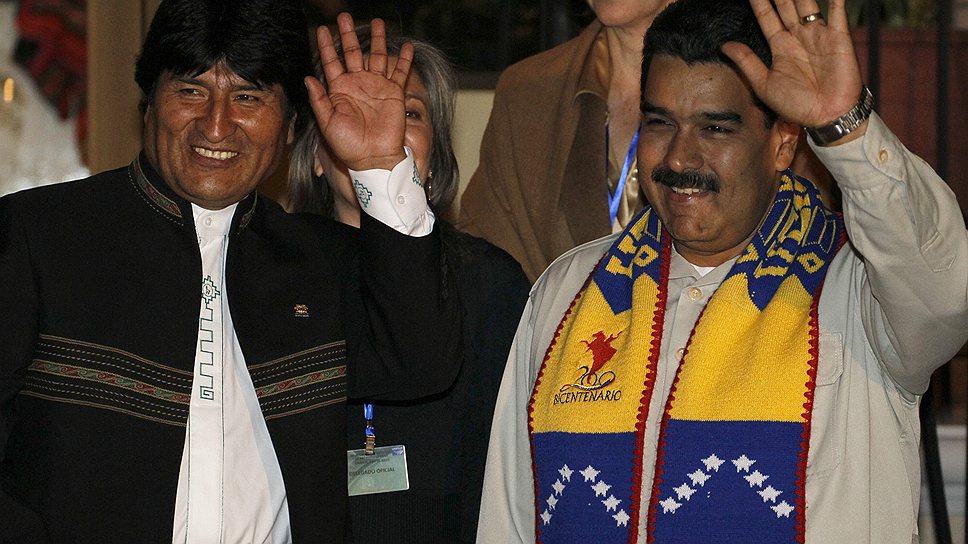 Президент Боливии Эво Моралеса (слева) и лидер Венесуэлы Николас Мадуро