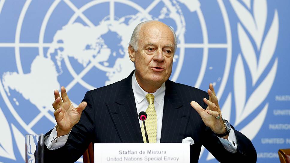 9 июля 2014 года новым спецпосланником генсека ООН по Сирии назначен итальянец Стаффан де Мистура (на фото). На посту он сменил Лахдара Брахими, объявившего о своей отставке в мае
