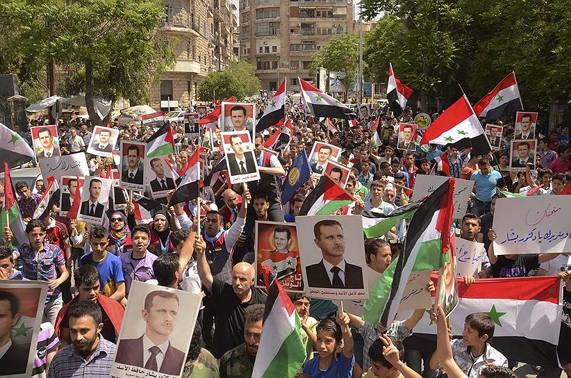 4 июня 2014 года председатель парламента Сирии Мухамед Аляхам заявил, что Башар Асад одержал победу на выборах президента, набрав 88,7% голосов. За него проголосовали 10,2 млн из 11,6 млн избирателей при явке 73,4%. На пост президента претендовали также депутат-коммунист Махер Абдель Хафиз Хаджар и либерал Хасан Абдель Илляхи ан-Нури. Они набрали 3,2% и 4,3% голосов соответственно
