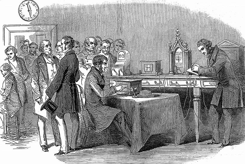 1851 год.  Между Парижем и Лондоном начинает действовать телеграфная служба