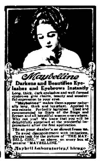 1917 год. Компания «Maybelline» выпустила тушь для ресниц, «первую современную косметику для глаз на каждый день»