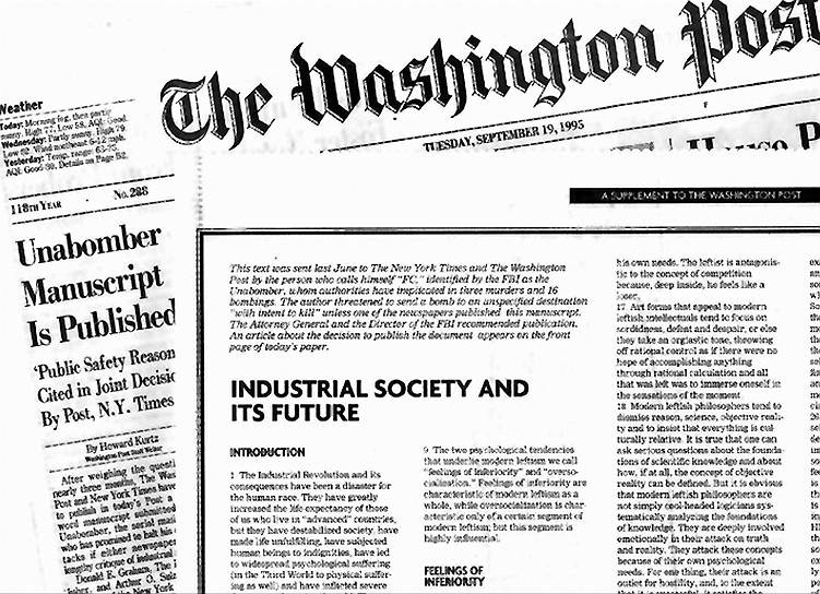 В итоге Качинский добился своего. 19 сентября 1995 года газеты The Washington Post и The New York Times опубликовали от имени несуществующей организации Freedom Club (история Качинского впоследствии подтолкнула американского писателя Чака Паланика на создание романа «Бойцовский клуб») революционный по своему содержанию манифест