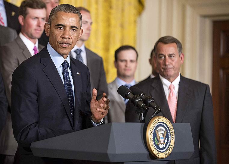 Президент США Барак Обама (слева) и спикер палаты представителей конгресса США Джон Бейнер 