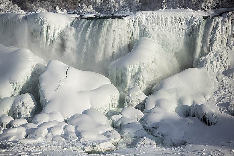 Онтарио, Канада. Частично замерзший Ниагарский водопад