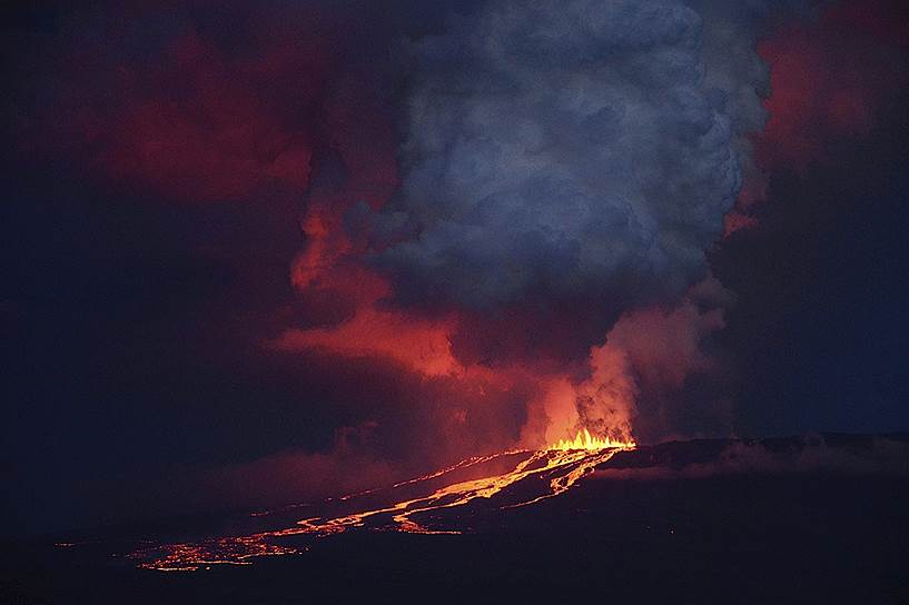 Остров Изабелла, Эквадор. Извержение вулкана Волк