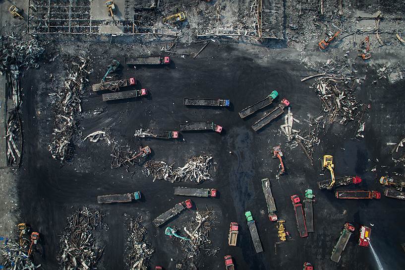 Тяньцзинь, Китай. Ликвидация последствий серии взрывов в городском порту