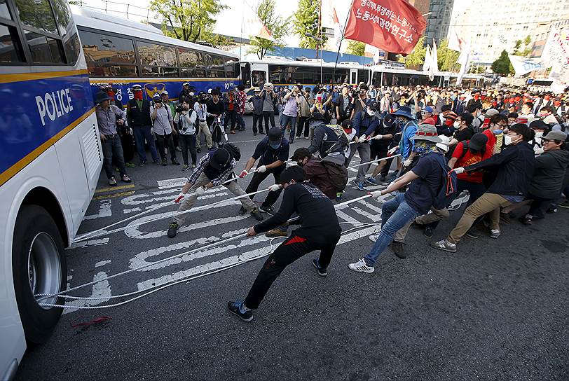 Акции протестов в Южной Корее 1 мая в День труда