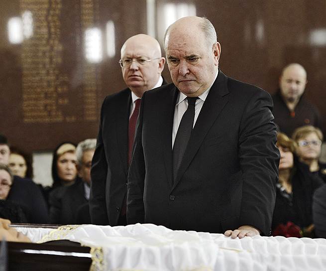 Заместитель министра иностранных дел Российской Федерации Григорий Карасин на панихиде по убитому послу