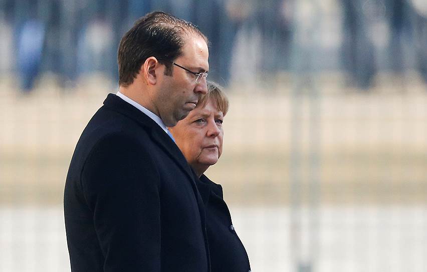 Премьер-министр Туниса Юсеф Шахед и канцлер Германии Ангела Меркель