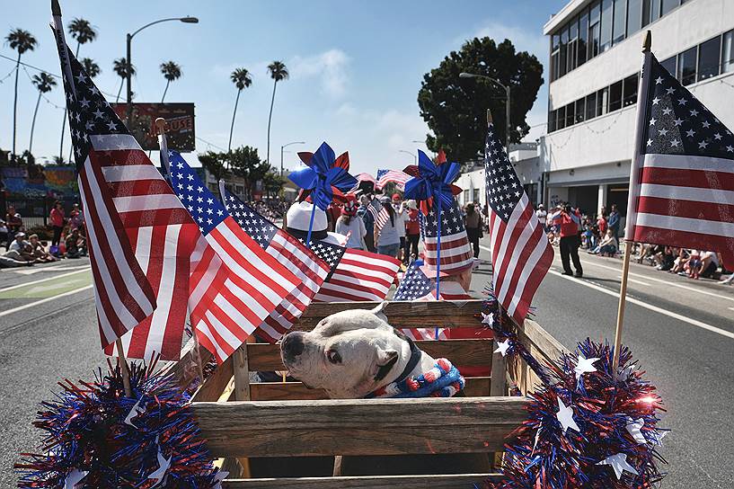 Санта-Моника, штат Калифорния. Жители города организовали автопробег в честь Дня независимости США