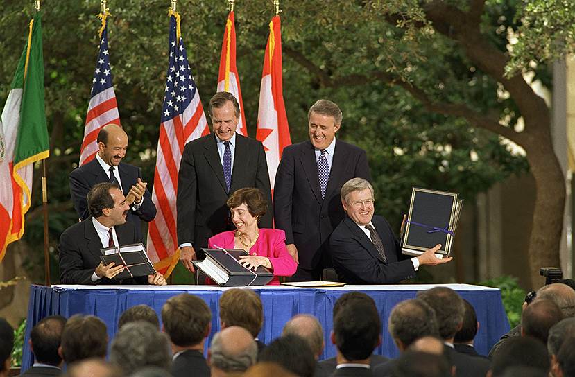 Североамериканское соглашение о свободной торговле между США, Канадой и Мексикой стало примером при создании ВТО
