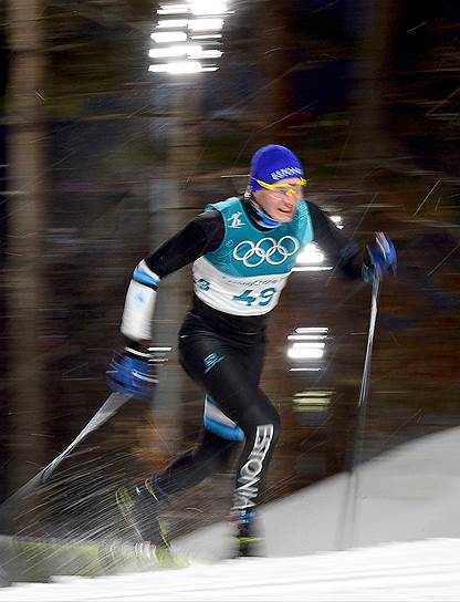 Карел Таммъярв (Эстония) во время лыжной гонки