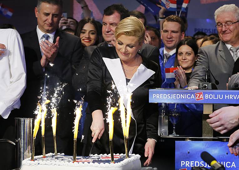 Колинда Грабар-Китарович после победы на президентских выборах, 2015 год