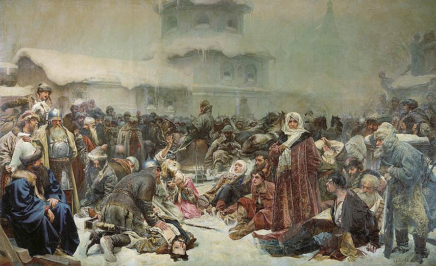 Картина К. Лебедева «Марфа Посадница. Уничтожение новгородского веча»