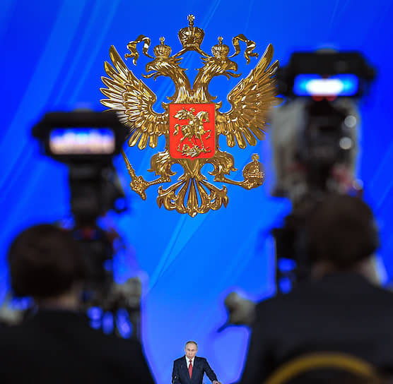 15 января. Москва. Президент России Владимир Путин во время ежегодного послания Федеральному собранию