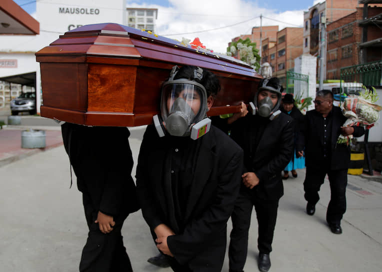Боливия. Похороны в противогазах на кладбище в Ла-Пасе
