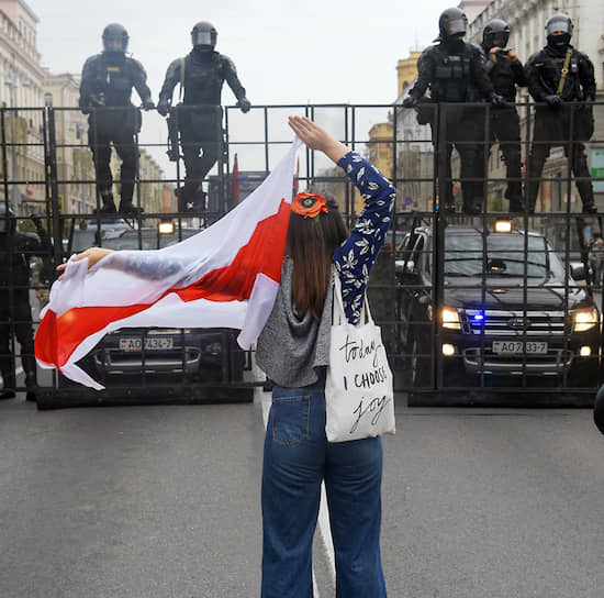 Силовики во время «Марша единства» в Минске 6 сентября