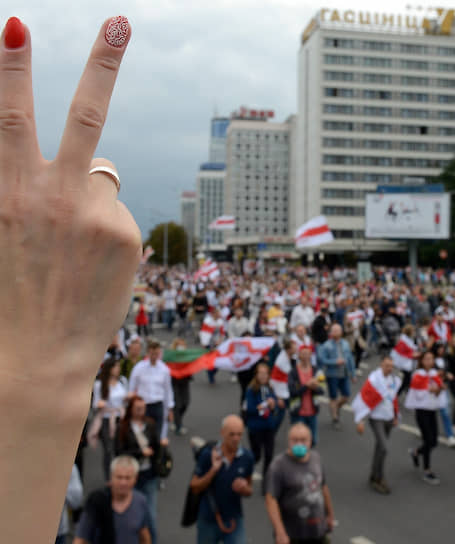Минск, Белоруссия. Участники акции протеста «Марш единства»