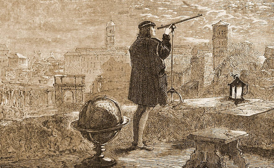 Еще юным студентом Тихо Браге нашел неточности в астрономических таблицах Николая Коперника (на гравюре)
