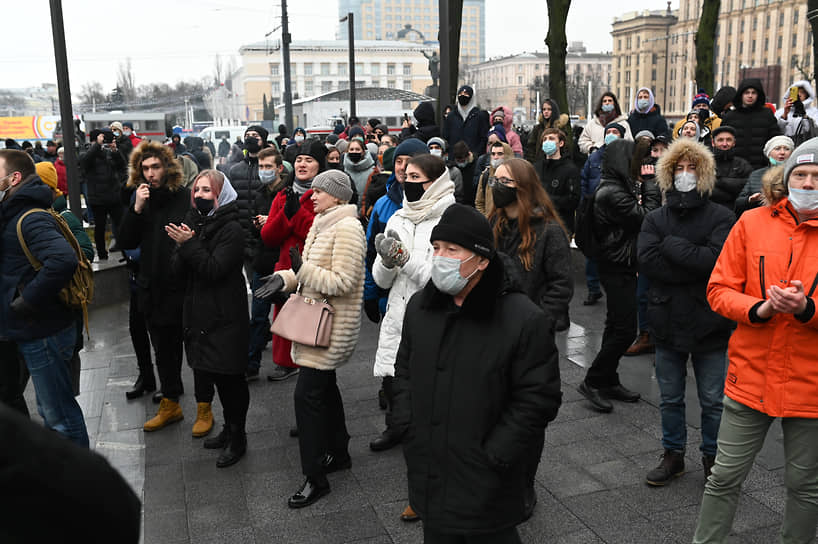 Участники акции протеста в Воронеже