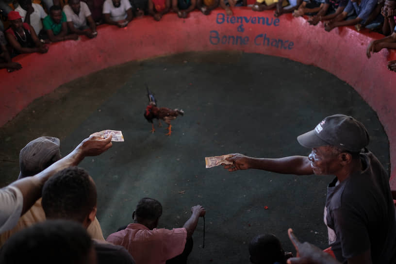Порт-о-Пренс, Гаити. Местные жители делают ставки во время петушиных боев 