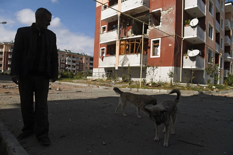 Последствия обстрела азербайджанского города Тертер
