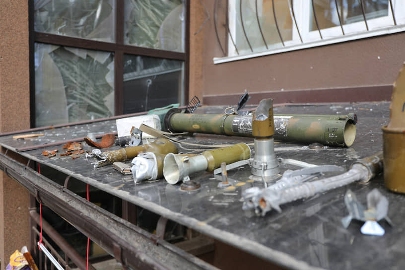 Отработанные боеприпасы, собранные местными жителями в Ирпене