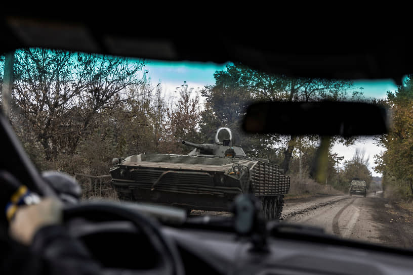 Украинская боевая бронированная машина БМП-1 в окрестностях Авдеевки