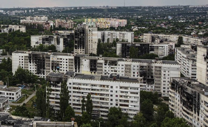 Вид с воздуха на район в Харькове