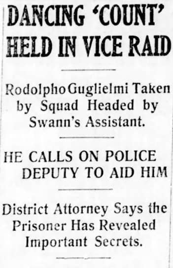 Заголовки статьи в газете New York Tribune, посвященной аресту Родольфо Гульельми