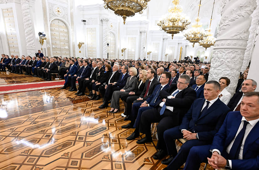 Гости церемонии в зале Большого Кремлевского дворца