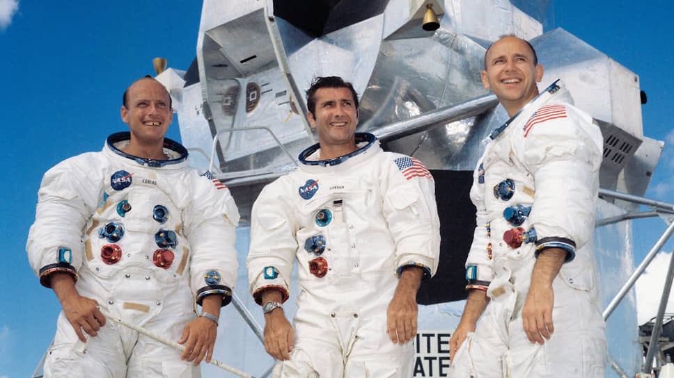 Экипаж миссии «Аполлон-12» (слева направо): командир Чарльз Конрад; Ричард Гордон и Алан Бин