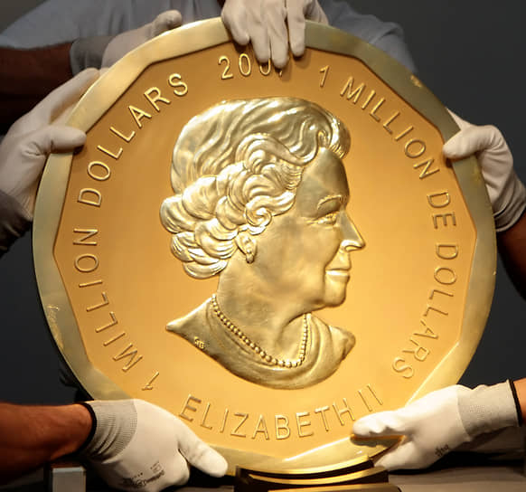 Золотая монета номиналом 1 млн канадских долларов, аналогичная похищенной членами клана Реммо