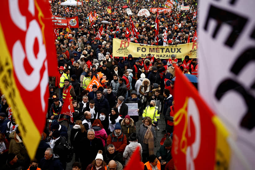 Протесты против пенсионной реформы в Сен-Назере