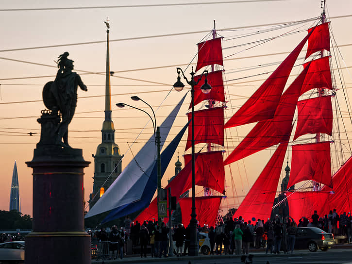 Санкт-Петербург. Проход брига «Россия» по реке Неве