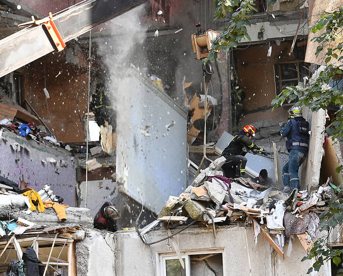 Балашиха, Московская область. Обрушение многоэтажки во время разбора завалов после взрыва газа