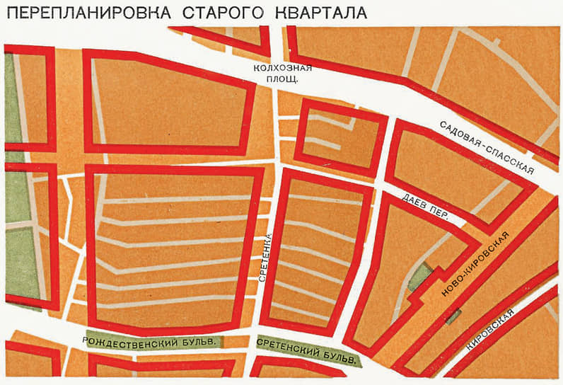 Красными линиями обозначены новые границы кварталов 