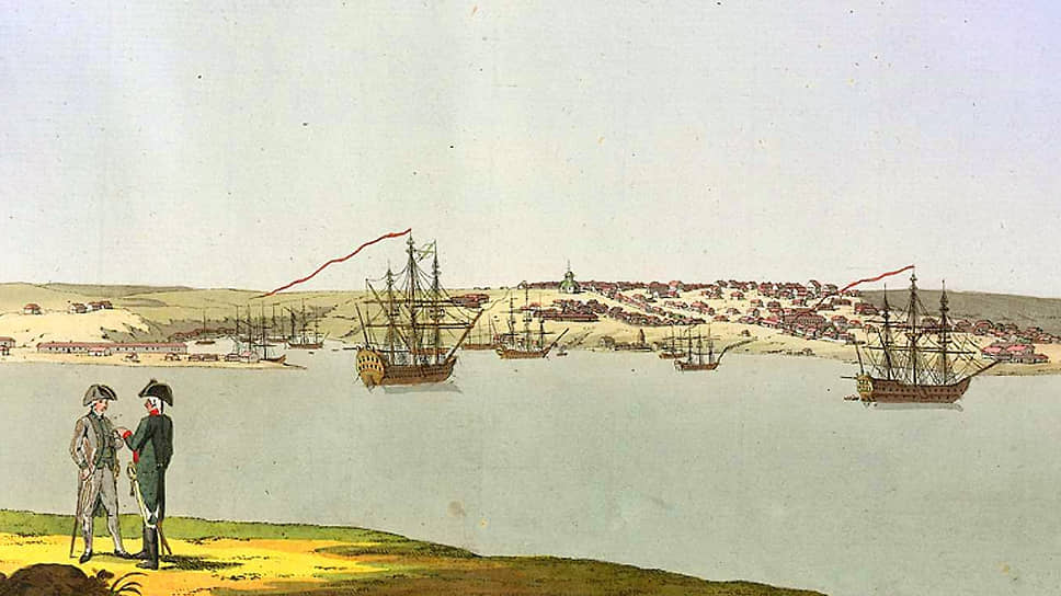 Вид на турецкий порт и город Ак-Яра, нынешний Севастополь
