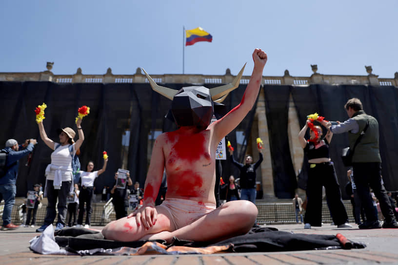 Богота. Митинг против корриды и жестокого обращения с животными