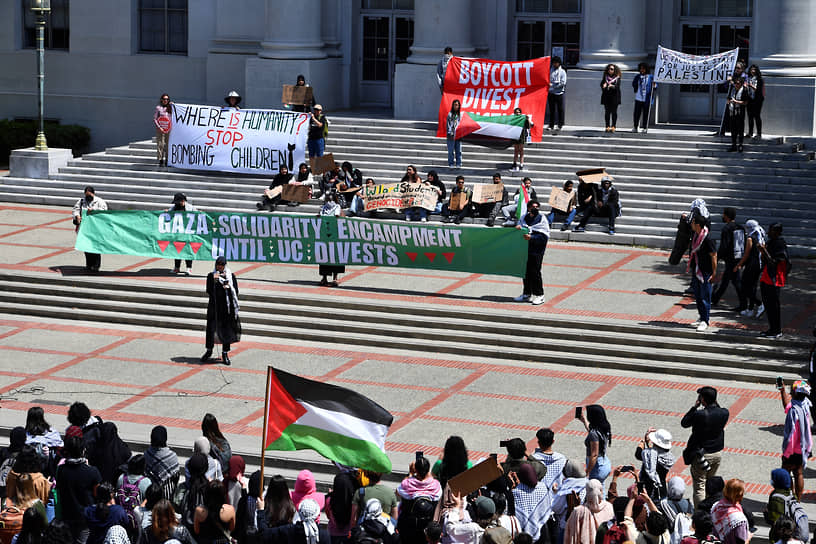 Акции в поддержку Палестины в Калифорнийском университете в Беркли  